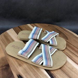 Roxy Multicolor Criss Cross Slides Slip On Sandals Womens Size 6